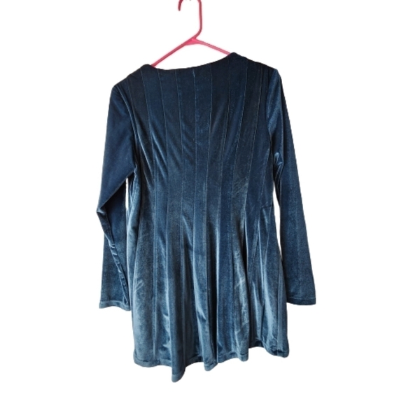 Soft Surroundings Bella Rosa Teal Blue Velvet Top Size Small - Picture 2 of 12
